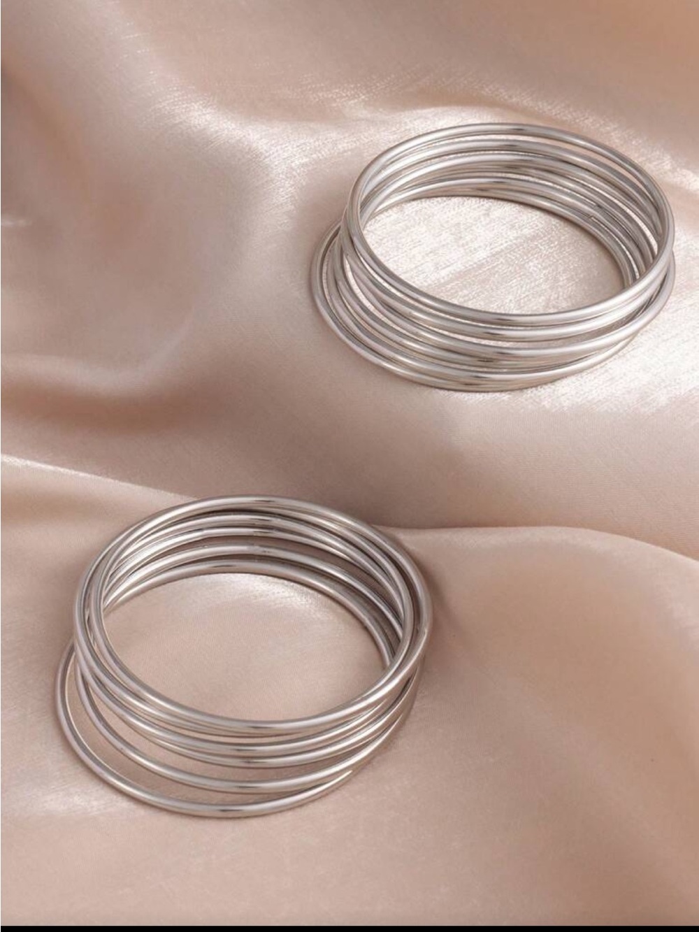 Silver Multi-Bangle Bracelet Stack - Picture 4 of 7